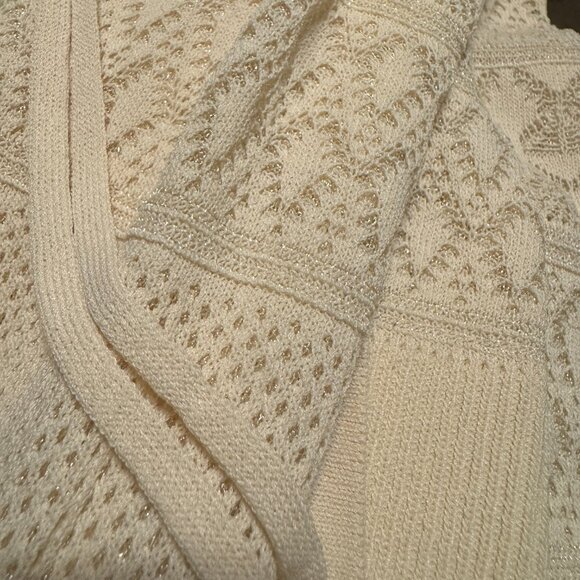 EXPRESS oversized balloon sleeve mixed stitch cardigan belted sweater top - Picture 7 of 8